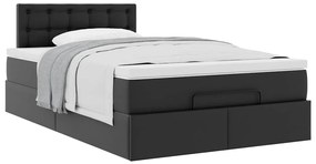 vidaXL Οθωμανικό κρεβάτι με στρώμα Μαύρο 120x190 cm Faux Leather