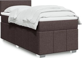 vidaXL Κρεβάτι Boxspring με Στρώμα Σκούρο Καφέ 90x200 εκ. Υφασμάτινο
