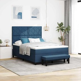 vidaXL Κρεβάτι με ελατήρια με στρώμα Μπλε 140 x 190 cm ύφασμα