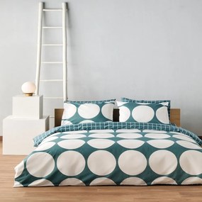 Σεντόνια Valia 07 (Σετ 4τμχ) Green-White Kentia Υπέρδιπλo 240x270cm 100% Βαμβάκι