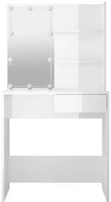 vidaXL Μπουντουάρ με LED Γυαλιστερό Λευκό 74,5 x 40 x 141 εκ.