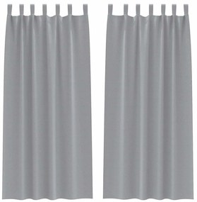 vidaXL Κουρτίνες με κουρτίνες 2 pcs Ανοιχτό γκρι Πολυεστέρας