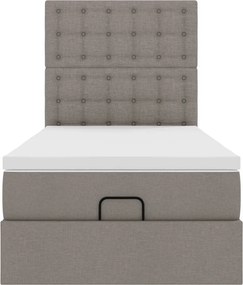 vidaXL Οθωμανικό κρεβάτι με στρώμα Taupe 90x200cm ύφασμα
