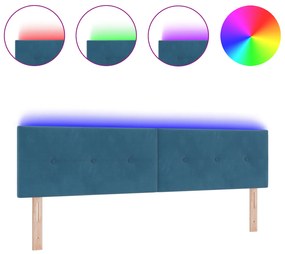 vidaXL LED Κεφαλάρι Με Κουμπιά Στιλ Τούφας Σκούρο Μπλε 90 εκ Βελούδο