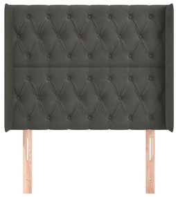 Κεφαλάρι με Πτερύγια Σκούρο Γκρι 103x16x118/128 εκ.Βελούδινο 3119959