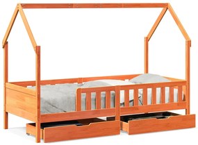 vidaXL Πλαίσιο Παιδικού Κρεβατιού με Συρτάρια Χωρίς Στρώμα Μασίφ Ξύλο