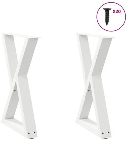 VidaXL Πόδια Τραπεζαρίας 2 τεμ. Λευκά 60x(72-73,3) εκ. Ατσάλι