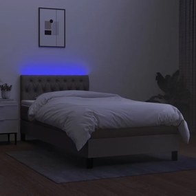 ΚΡΕΒΑΤΙ BOXSPRING ΜΕ ΣΤΡΩΜΑ &amp; LED TAUPE 90X200 ΕΚ. ΥΦΑΣΜΑΤΙΝΟ 3133369