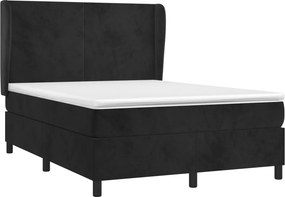vidaXL Κρεβάτι Boxspring με Στρώμα Μαύρο 140x200 εκ. Βελούδινο