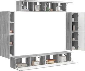 vidaXL Ντουλάπι TV 8 pcs Γκρίζο Σονομα