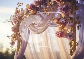 Intra Συλλεκτικό Ξύλινο Παζλ Plywood 4mm - Floral Arch με ροζ και μωβ λουλούδια Σε Ξύλινο Κουτί - Διαστάσεις Puzzle: 10x10 cm – 25 κομμάτια