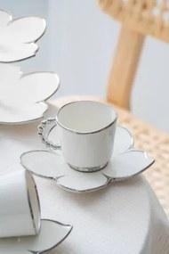 Stewehome Σετ πορσελάνινων φλιτζανιών καφέ με βάση για 2 άτομα Λευκό