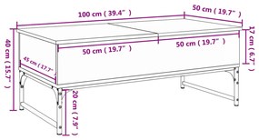 ΤΡΑΠΕΖΑΚΙ ΣΑΛΟΝΙΟΥ SONOMA ΔΡΥΣ 100X50X40 ΕΚ. ΕΠ. ΞΥΛΟ &amp; ΜΕΤΑΛΛΟ 845377