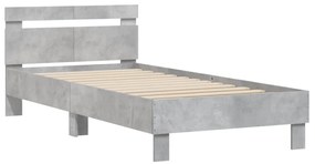 vidaXL Πλαίσιο Κρεβατιού με Κεφαλάρι Γκρι Σκυρ. 100x200 εκ. Επεξ. Ξύλο