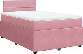 vidaXL Κρεβάτι Boxspring με Στρώμα Ροζ 120x190 εκ. Βελούδινο