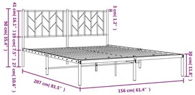 Πλαίσιο Κρεβατιού με Κεφαλάρι Λευκό 150 x 200 εκ. Μεταλλικό