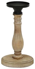 Κηροπήγιο Jupiter 023454 Φ15x29cm Natural-Black Ξύλο,Μέταλλο