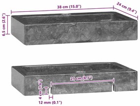 vidaXL Νιπτήρας Επιτοίχιος Γκρι 38 x 24 x 6,5 εκ. Μαρμάρινος