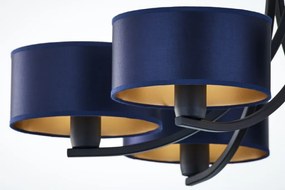 Κρεμαστό Πολύφωτο Arthur Φ78cm Μαύρο με Μπλε Ύφασμα