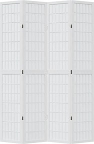 vidaXL Διαχωριστικό Χώρου με 4 Πάνελ Λευκό από Μασίφ Ξύλο Παυλώνιας