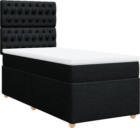 vidaXL Κρεβάτι Boxspring με Στρώμα Μαύρο 90x200 εκ. Υφασμάτινο