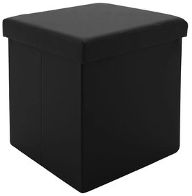 Stool-trunk Crystal pu black 38x38x38cm 38x38x38 εκ.