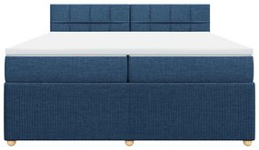 vidaXL Κρεβάτι Boxspring με Στρώμα Μπλε 200x200 εκ. Υφασμάτινο