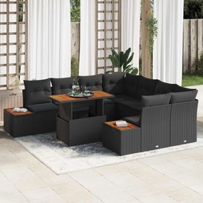 vidaXL Σετ Καναπέ Κήπου με αποθήκευση 9 pcs Μαύρο Πολυ ράταν