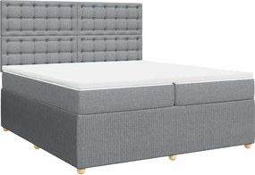 vidaXL Κρεβάτι Boxspring με Στρώμα Ανοιχτό Γκρι 200x200 εκ. Υφασμάτινο