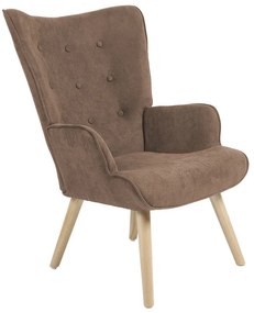 Πολυθρόνα Fluffy pakoworld ύφασμα καφέ-φυσικό 75x69x96εκ