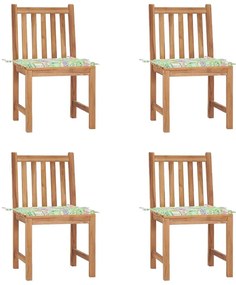 Καρέκλες Κήπου 4 Τεμ. από Μασίφ Ξύλο Teak με Μαξιλάρια - Καφέ