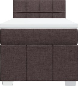 vidaXL Κρεβάτι Boxspring με Στρώμα Σκούρο Καφέ 100x200 εκ. Υφασμάτινο