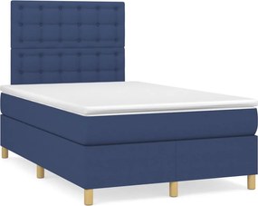 vidaXL Κρεβάτι Boxspring με Στρώμα Μπλε 120x200 εκ. Υφασμάτινο