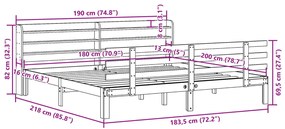 Πλαίσιο Κρεβατιού με Κεφαλάρι Μελί 150x200εκ. Μασίφ Ξύλο Πεύκου - Καφέ