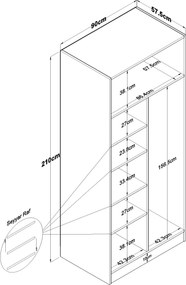 Ντουλάπα Λευκό BROEMER 90x57.5x210
