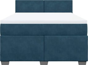 vidaXL Κρεβάτι Boxspring με Στρώμα Μπλε 160x200 εκ. Βελούδινο