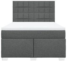 vidaXL Κρεβάτι Boxspring με Στρώμα Σκούρο Γκρι 140x200 εκ Υφασμάτινο