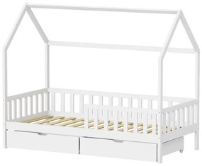 Κρεβάτι παιδικό Piccolo τύπου Montessori με 2 συρτάρια ξύλο πεύκου λευκό 90x190 εκ. 90x190x160.5 εκ.