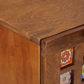 vidaXL Πλαϊνό γραφείο 3 pcs Καρυδιά Στερεό ξύλο μάνγκο