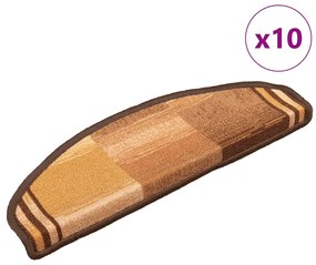 vidaXL Πατάκια Σκάλας Αυτοκόλλητα 10 τεμ. Καφέ 65x21x4 εκ.