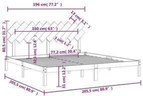 ΠΛΑΙΣΙΟ ΚΡΕΒΑΤΙΟΥ ΜΕΛΙ 200 X 200 ΕΚ. ΑΠΟ ΜΑΣΙΦ ΞΥΛΟ 3104891