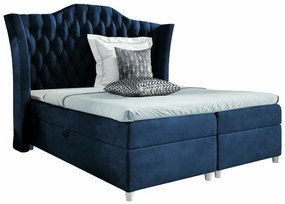 Κρεβάτι continental Baltimore 183, Διπλό, Continental, Μπλε, 160x200, Ταπισερί, 200x209x147cm, 145 kg, Στρώμα: Ναι | Epipla1.gr