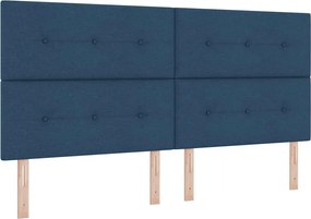 vidaXL LED Κρεβάτι με βάθρο με κεφαλάρι Μπλε 200 x 200 cm ύφασμα