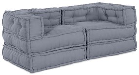 vidaXL Modular Pouffes - Σετ 2 σε Γκρι Ύφασμα