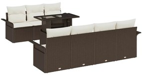 vidaXL Σετ Καναπέ Κήπου με μαξιλάρι 8 pcs Καφέ Πολυ ράταν