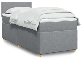 vidaXL Κρεβάτι Boxspring με Στρώμα Ανοιχτό Γκρι 90x200 εκ. Υφασμάτινο