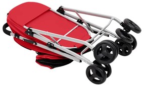 vidaXL Καρότσι Σκύλου Πτυσσόμενο Κόκκινο 83 x 48 x 97εκ. Ύφασμα Oxford