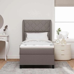 vidaXL Κρεβάτι με ελατήρια με στρώμα Taupe 100 x 200 cm ύφασμα
