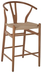 BAR STOOL BRAVE BEECH WOOD NATURAL WISHBONE BACK  48x53x100Hcm.