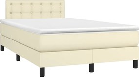 vidaXL Κρεβάτι Boxspring με Στρώμα &amp; LED Κρεμ 120x200 εκ. Συνθ. Δέρμα